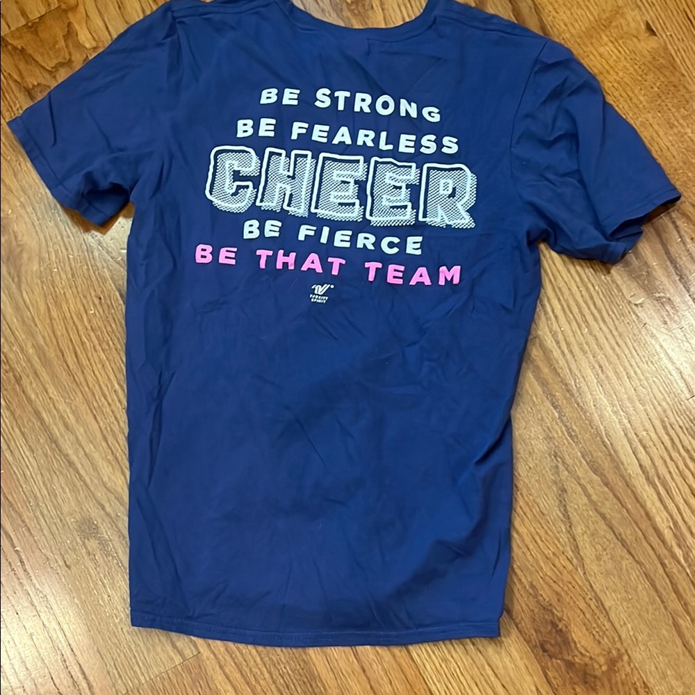 Varsity Blue Short Sleeve Tee with Graphic Design